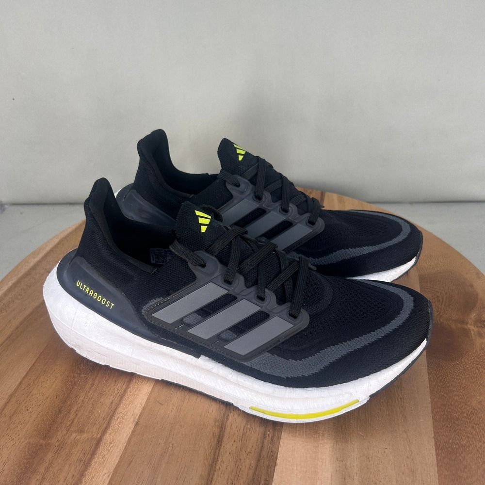 Adidas Ultraboost Light Mens Black Grey Solar Yellow Running Shoes HQ6355 Size 8